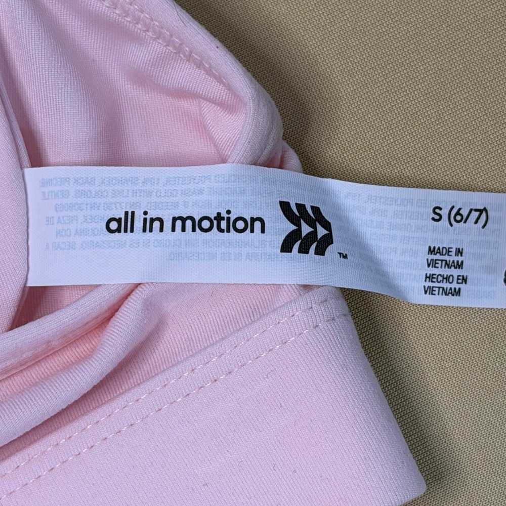 NEW‎ All in Motion Girls Sports Bra Size S 6/7 Pink Mesh Back Activewear - Picture 5 of 6